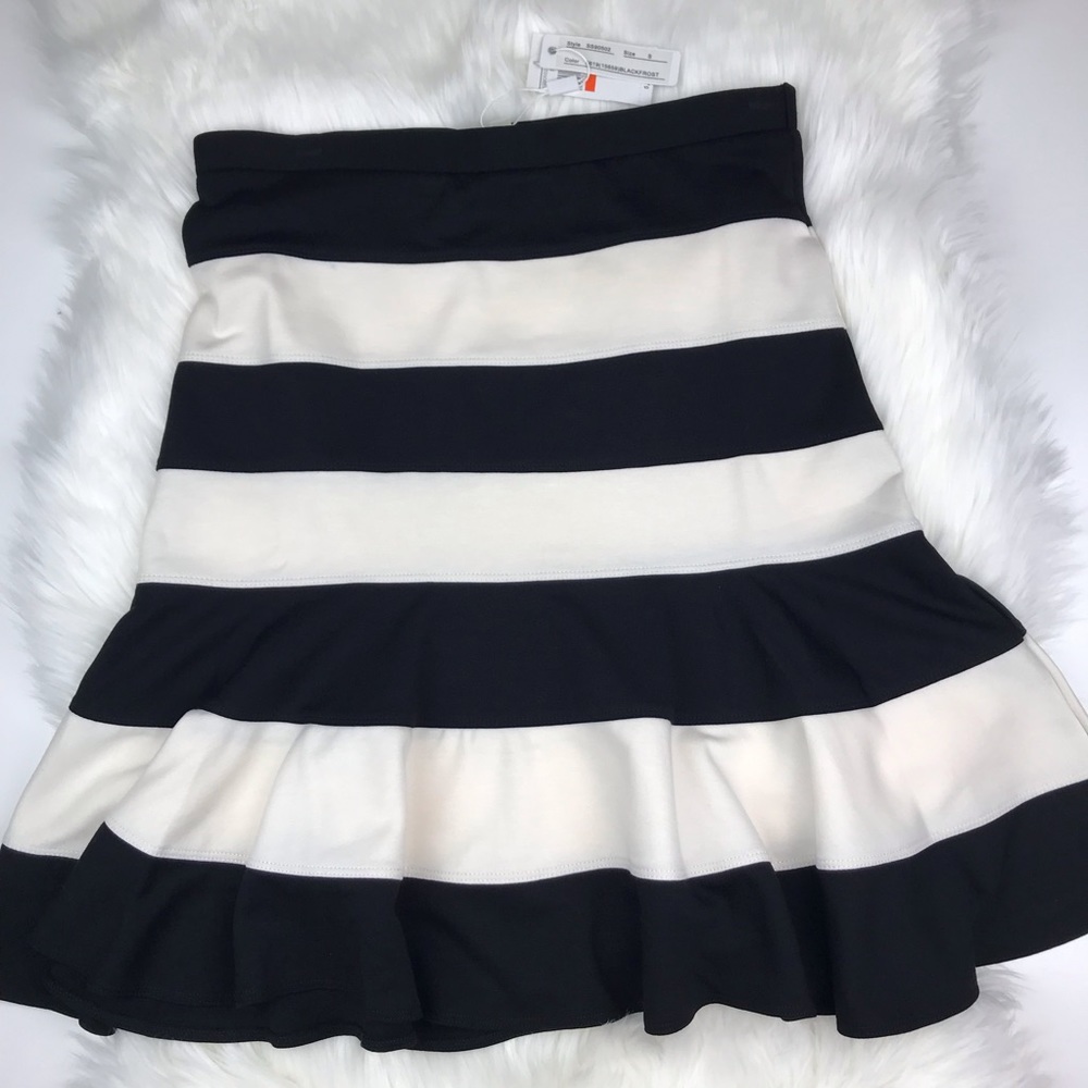 Spense Striped Black Beige Trumpet Skirt Small